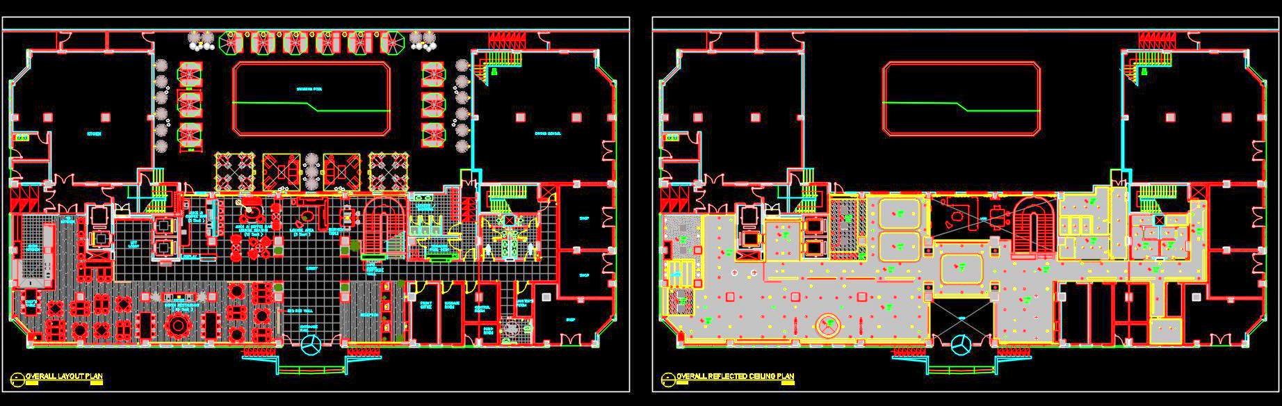 5-Star Hotel Ground Floor Plan - Autocad Drawing